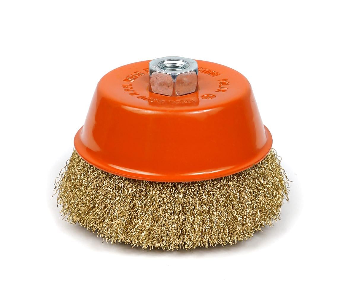 Щетка по металлу Polax чашечная по металлу для УШМ гофрированная рифленая проволока M14 125 мм (54-158)