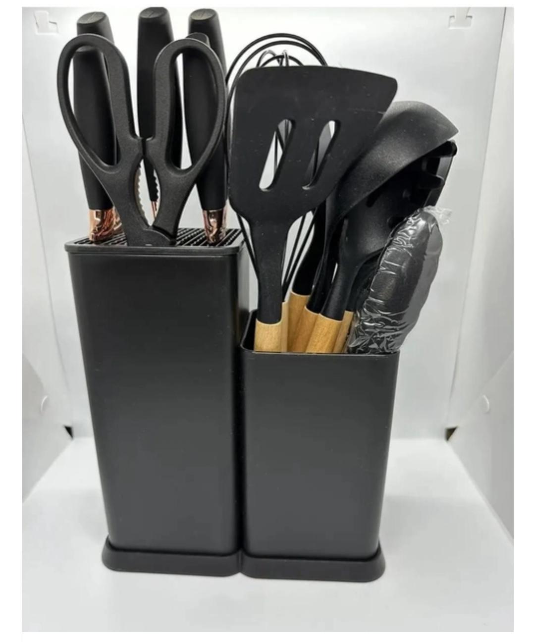 Кухонний набір ножів та аксесуарів Kitchenware Set 20 пр. Чорний (14753969) - фото 2