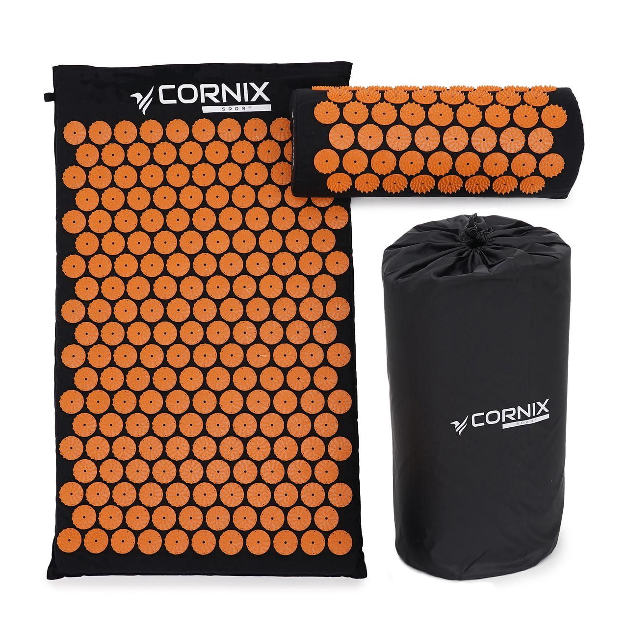 Килимок акупунктурний з валиком Cornix Classic Mat Аплікатор Кузнєцова XR-0111 Black/Orange (2375571720) - фото 4