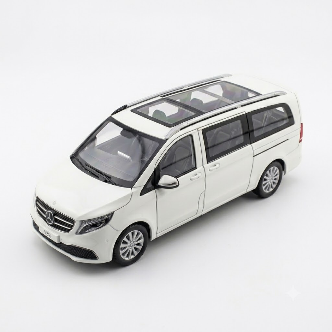 Іграшкова машинка Mercedes-Benz V-Class L 1:24 зі світловими і звуковими ефектами інерційна 9х7,2х20,5 см Білий (Q01085)