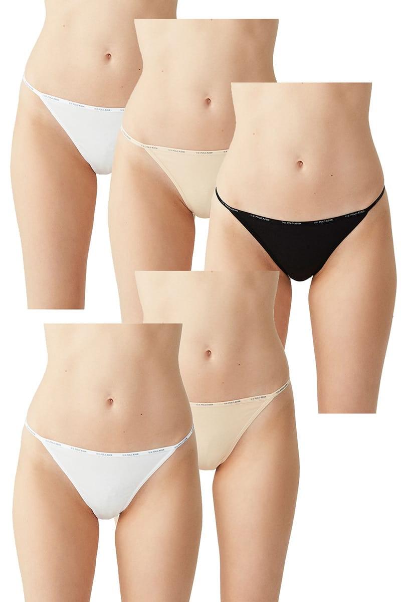 Трусики стринг U.S. Polo ASSN р. 2/S 5 шт. Черный/Бежевый/Белый (71089)