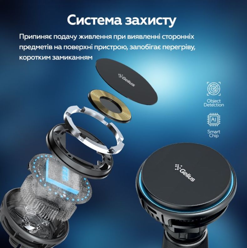 Держатель для телефона в машину Gelius Chill GP-WCH010i Magnetic Wireless Charging с охлаждением 15W (2638591064) - фото 6