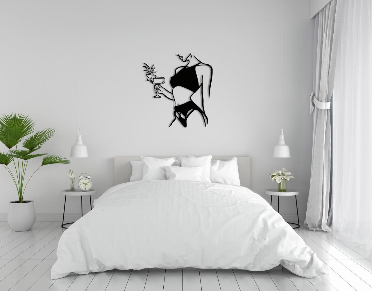 Декоративное панно на стену Upwood Decor Girl With Cocktail 66х60 см Black (1526901785)