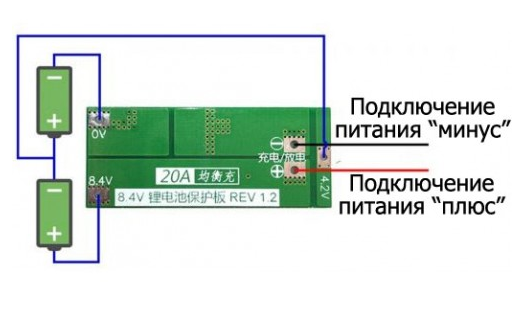 Контроллер BMS 2S 20А с балансировкой (18236311) - фото 2