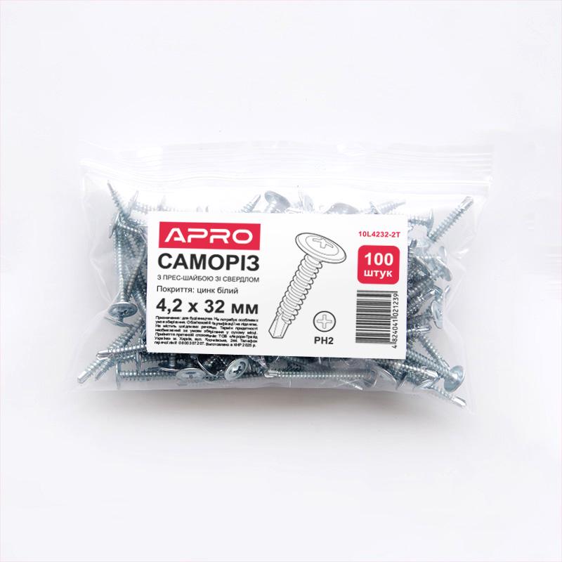 Саморез Apro с пресс-шайбой 4,2x32 со сверлом цинк белый 100 шт. (10L4232-2T) - фото 5