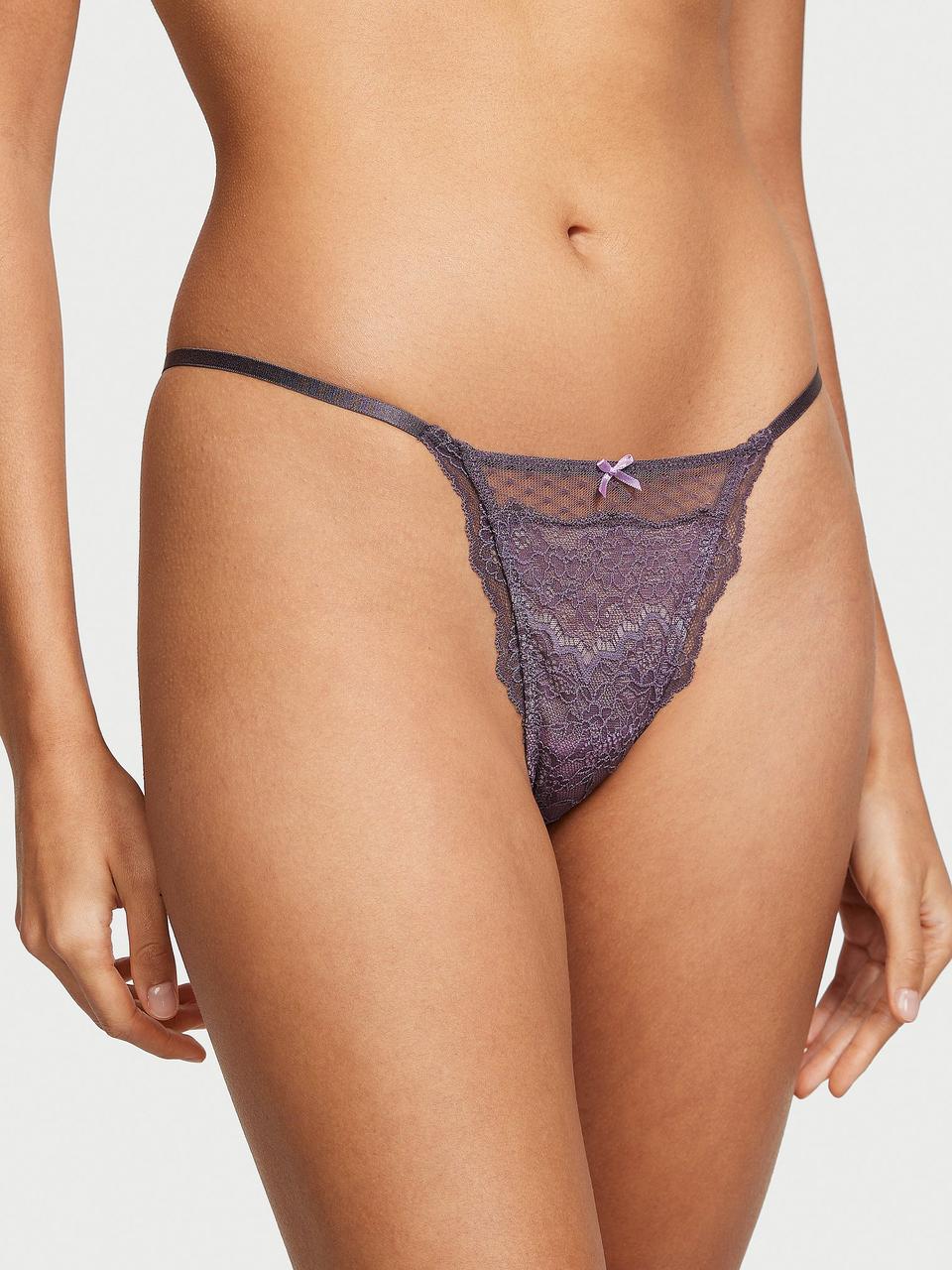 Трусики женские Victoria's Secret DREAM ANGELS Lace & Mesh String Bikini XS Серый (2217902631)