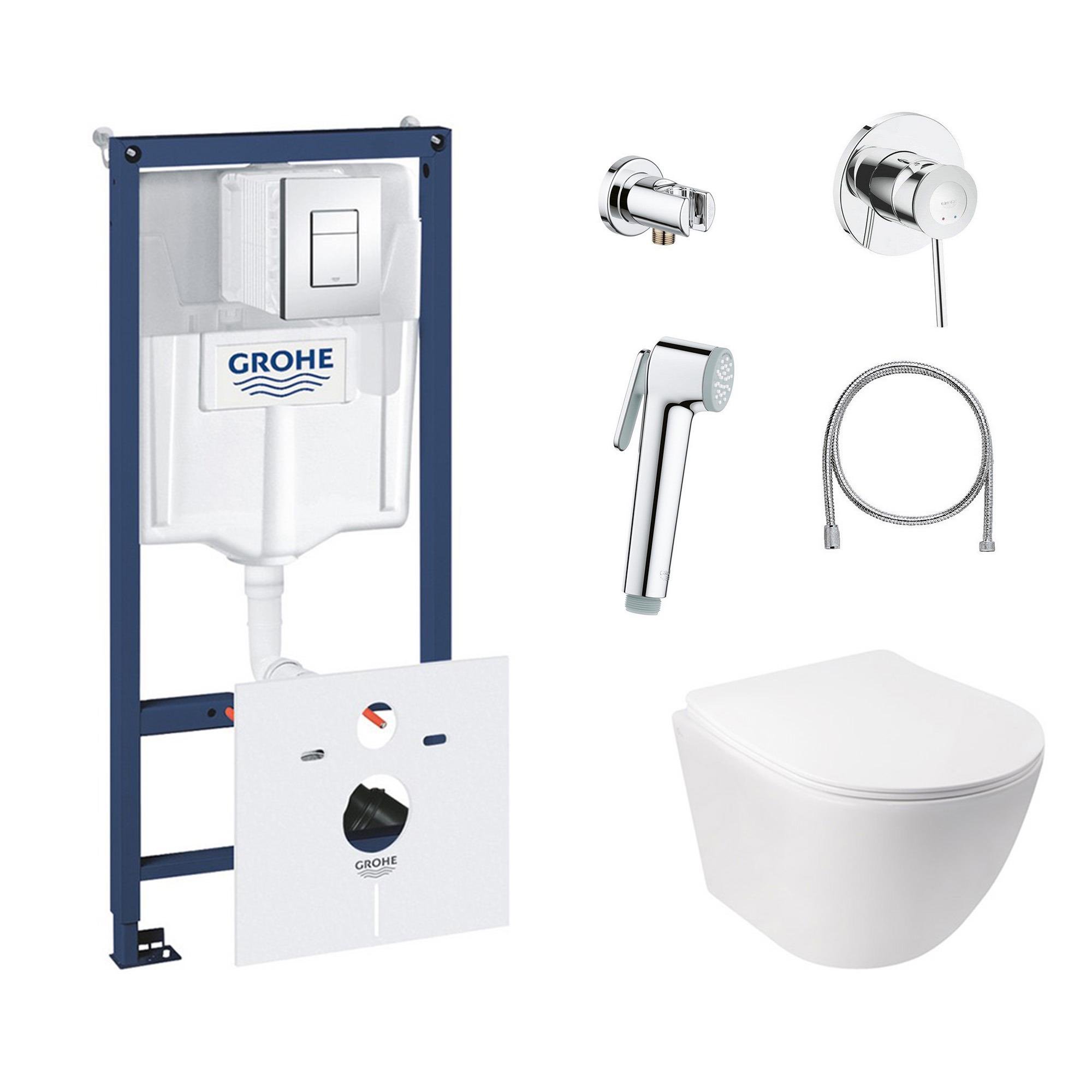 Комплект инсталляции Grohe Rapid SL 38827000QT07335176W111048 с унитазом и кнопкой Хром (75775)