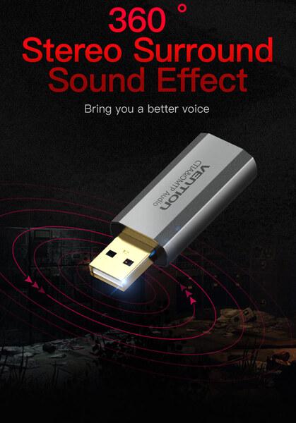 Звукова карта Vention USB Sound Card 7.1 Channel Gray (VAB-S19-H) - фото 8