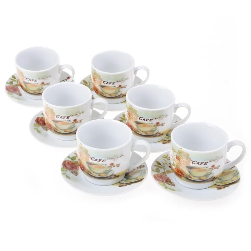 Набір кавових чашок з блюдцями Lora NP88 6х6 160 мл Набір кавових чашок з блюдцями Lora NP88 6х6 160 мл