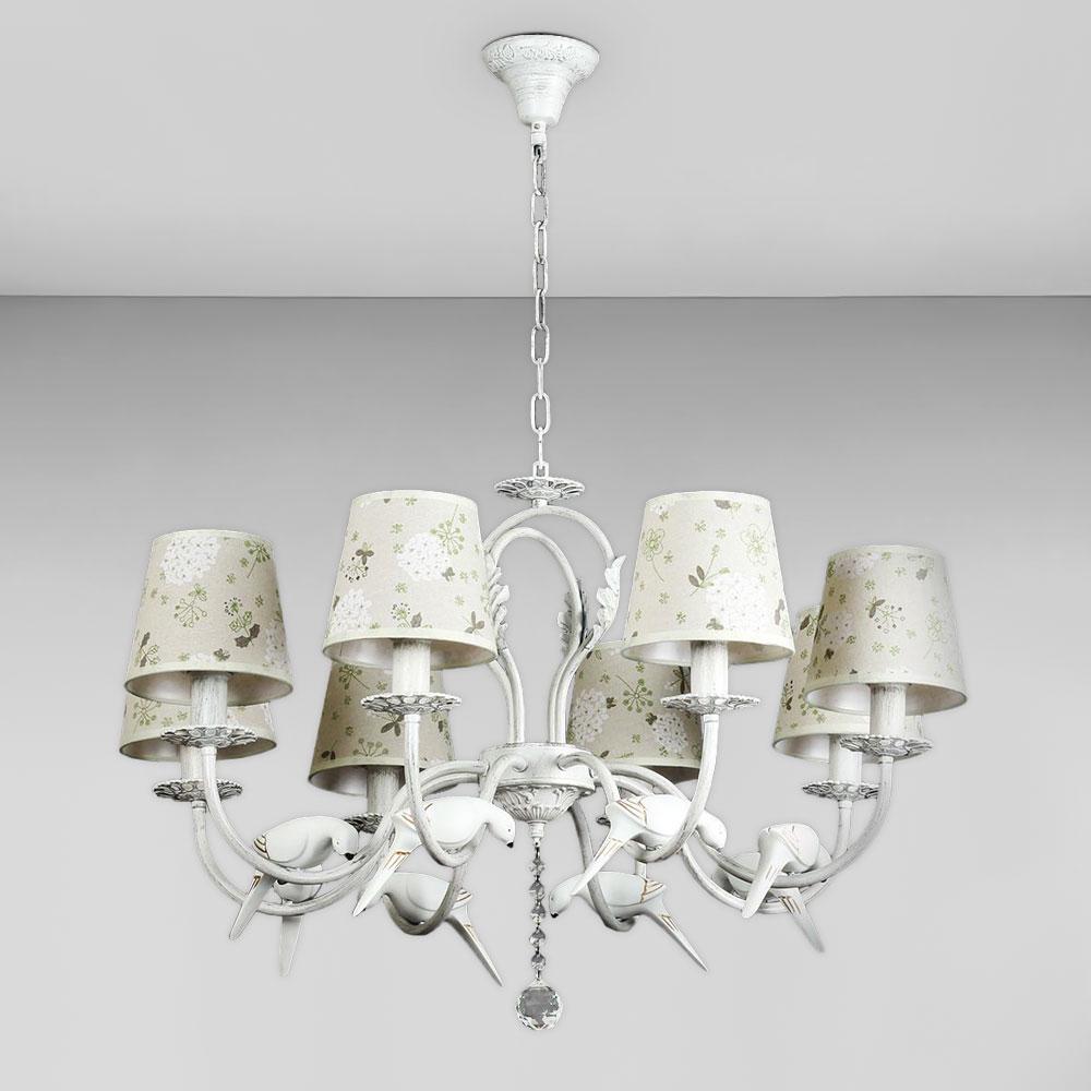 Люстра підвісна з абажуром Light House SH-18483/8 WT 770х770х950 мм E14x8 Білий