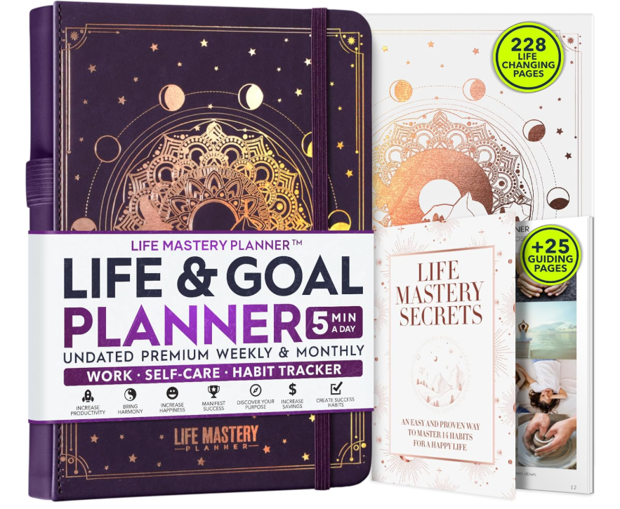 Ежедневник-планер Life Mastery Planner A5 на 12 месяцев/органайзер целей/трекер привычек/дневник благодарности и производительности (3100330845)