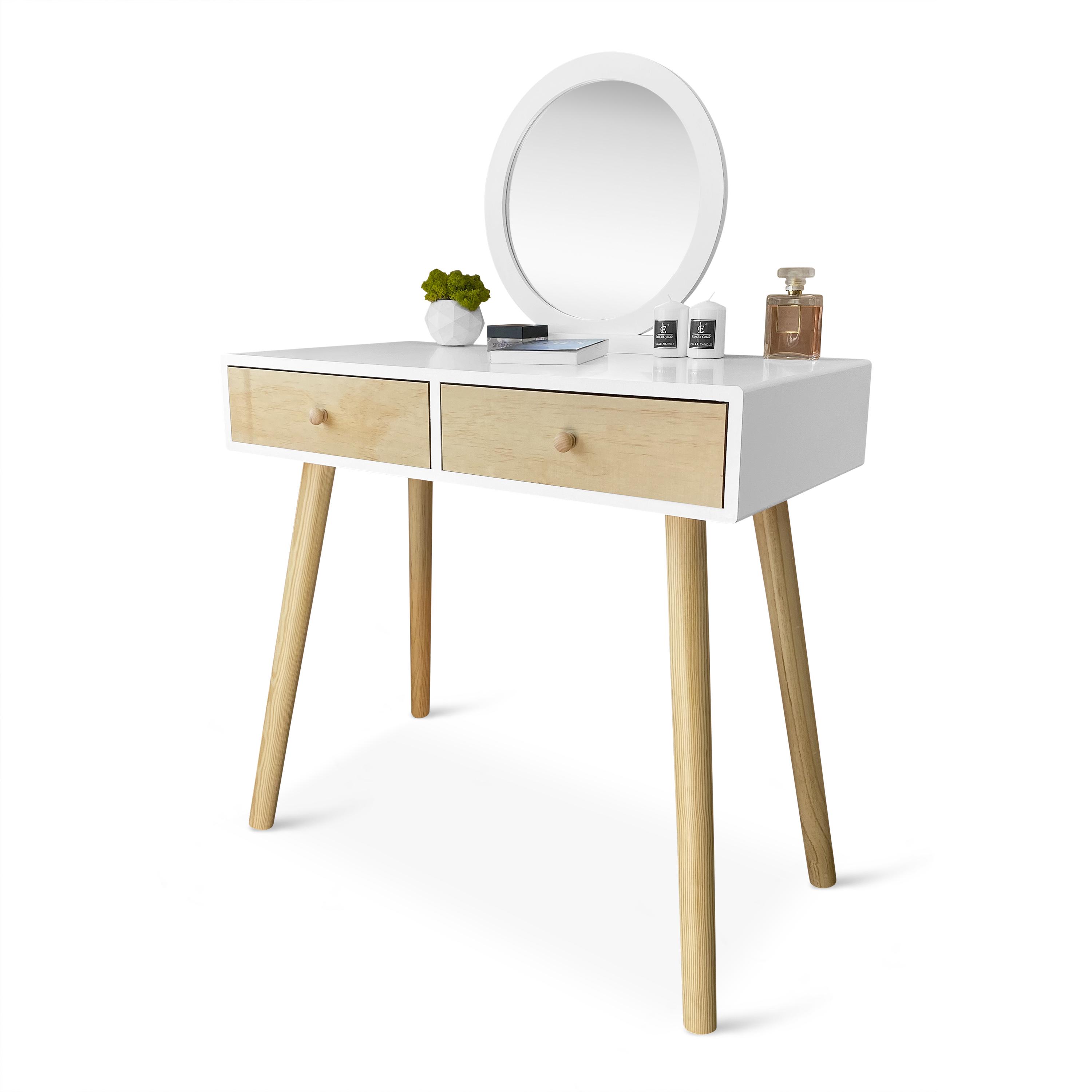 Туалетний столик з дзеркалом Homart Woody та табуретом Білий (9365) - фото 4 Туалетний столик з дзеркалом Homart Woody та табуретом Білий (9365) - фото 4