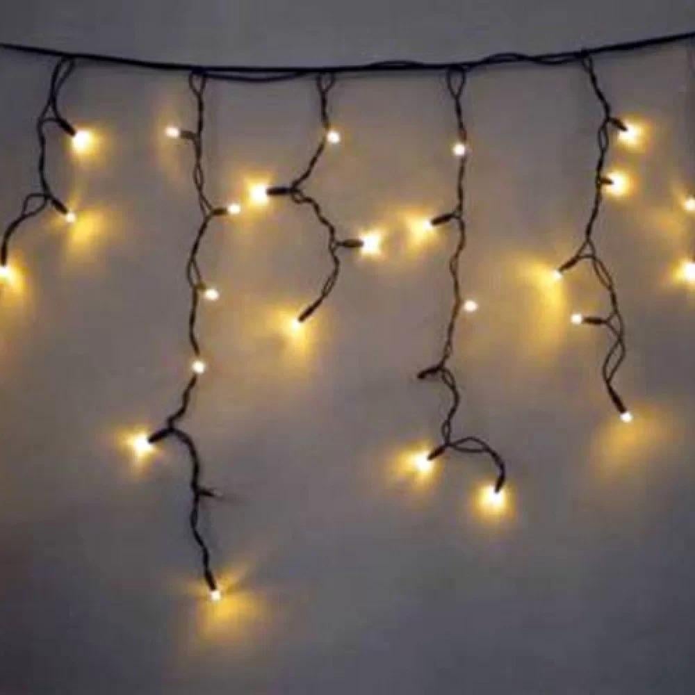 Гирлянда уличная Бахрома LED 120 Flash черный провод Желтый (1-162)