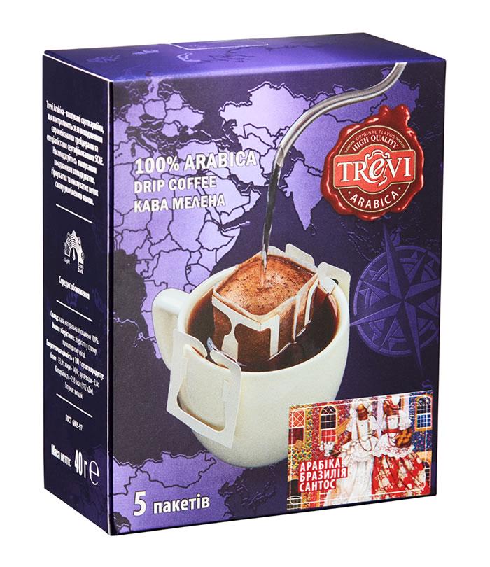 Дрип-кофе Trevi Арабика Бразилия Сантос 8 г х 5 шт. (4820140050989)