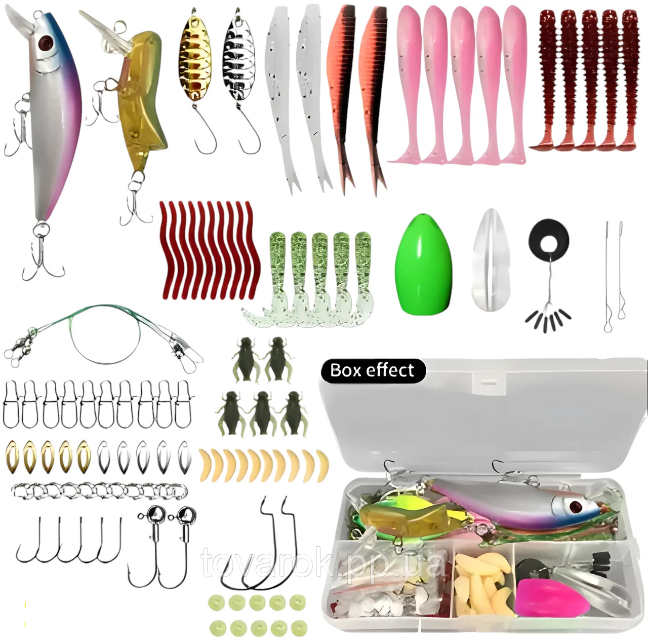 Набор уловистых рыболовных силиконовых приманок на хищника 104 шт. в кейсе (2600378546) Набор уловистых рыболовных силиконовых приманок на хищника 104 шт. в кейсе (2600378546)