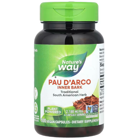 Добавка Кора муравьиного дерева внутренний слой Natures Way Pau DArco 2180 мг 100 вегетарианских капсул Добавка Кора муравьиного дерева внутренний слой Natures Way Pau DArco 2180 мг 100 вегетарианских капсул