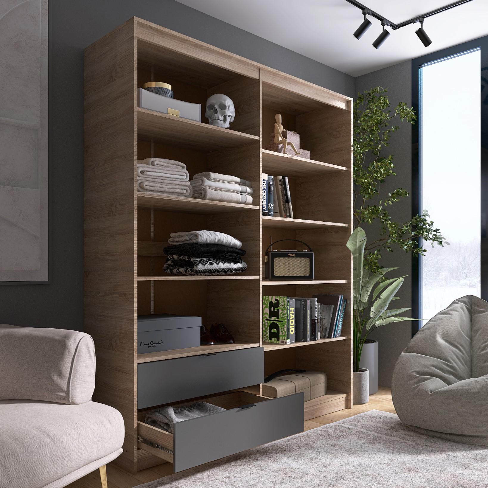 Шафа Everest Сіті 1600 1602х500х2046 мм Сонома/Графіт (11434) - фото 5 Шафа Everest Сіті 1600 1602х500х2046 мм Сонома/Графіт (11434) - фото 5