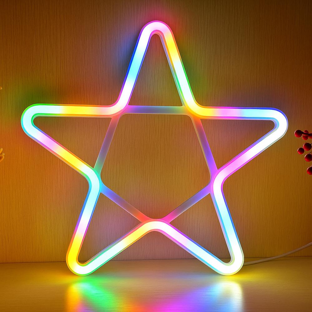 Фигура новогодняя неоновая Звезда LED контур 33 см 220 В Разноцветный