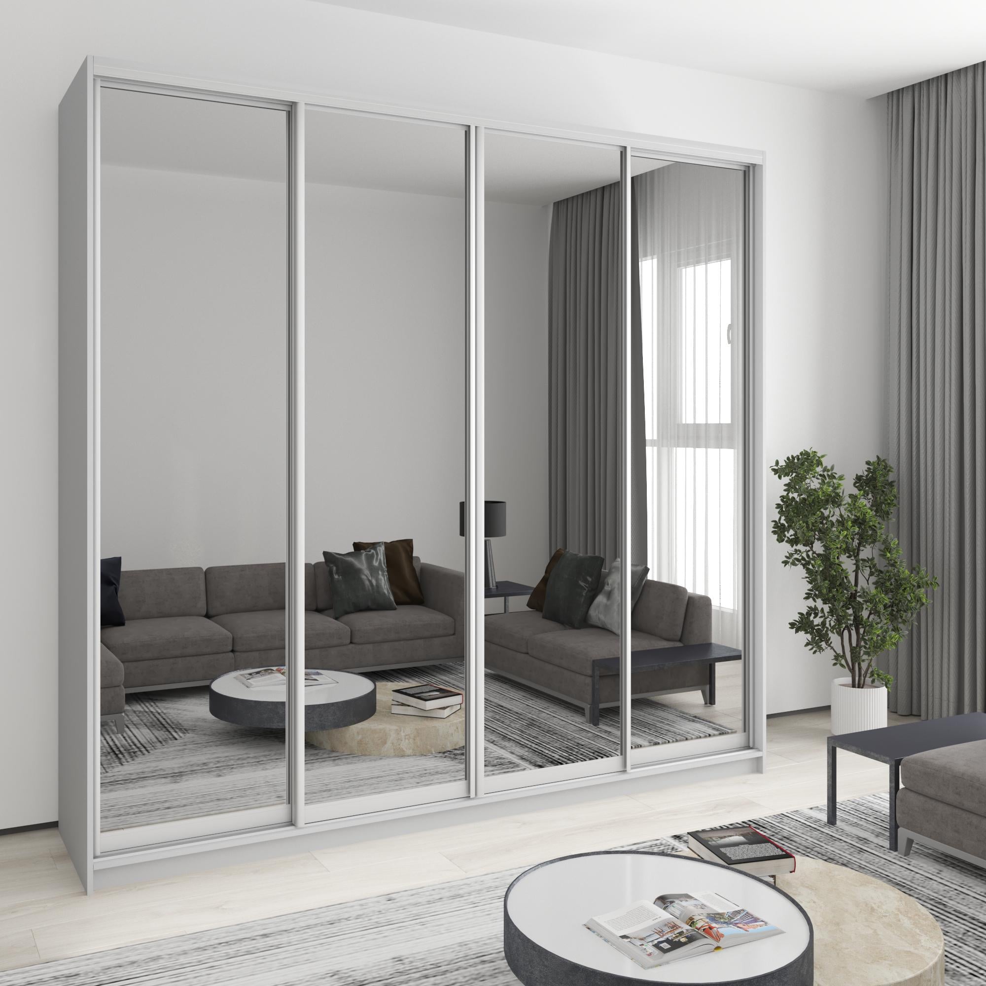 Шкаф-купе четырехдверный MebelStar Стандарт AL 4 зеркала 250x60x240 см Серая мышка (MBS-13230)