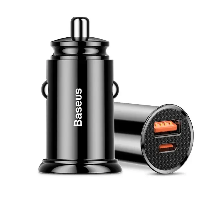 Зарядное устройство в машину Baseus 2 порта Type-C и USB 5 A/30 W