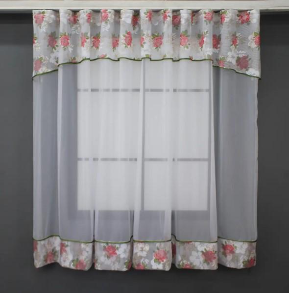 Гардина на кухню шифон/жаккард 280х170 см Белый/Терракотовый (110к) - фото 1 Гардина на кухню шифон/жаккард 280х170 см Белый/Терракотовый (110к) - фото 1