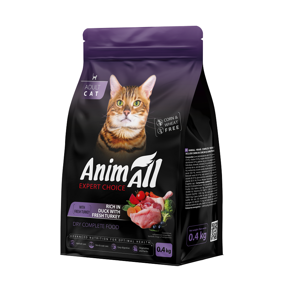 Корм сухой для взрослых кошек AnimAll Полнорационный со свежей индейкой и уткой 0,4 кг (2998381775) Корм сухой для взрослых кошек AnimAll Полнорационный со свежей индейкой и уткой 0,4 кг (2998381775)