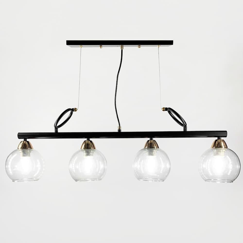 Светильник удлиненный на 4 прозрачных плафона Черный (YQ307/4_1538)