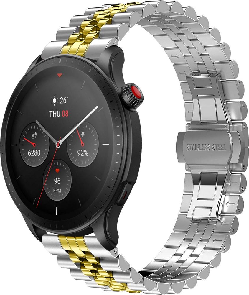 Браслет металевий Stech Line для Amazfit GTR 4 (22 мм) Silver Gold (31090-67)