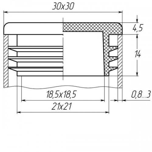 Заглушка Steelfix 30х30 мм внутренняя квадратна для трубы Серый (080545) - фото 2