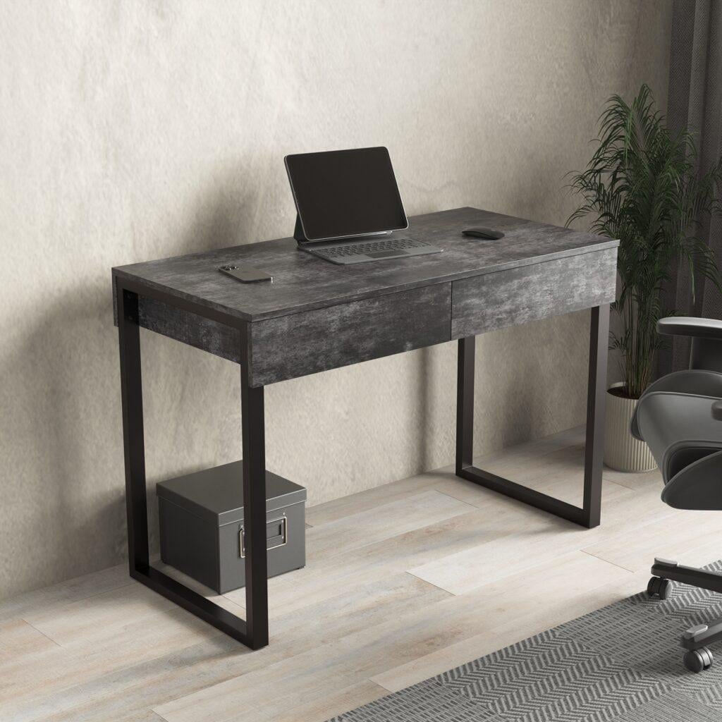 Стол компьютерный СТК-07 Лофт с металлическим каркасом и ящиками 1100х760х536 мм Бетон темный (432768538754264572)