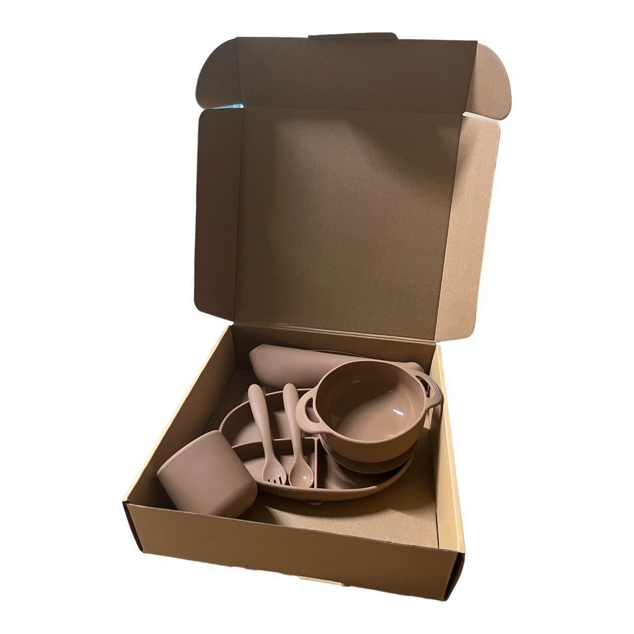 Комплект силіконового посуду для дітей 6 пр. Brown (11169134) - фото 2 Комплект силіконового посуду для дітей 6 пр. Brown (11169134) - фото 2