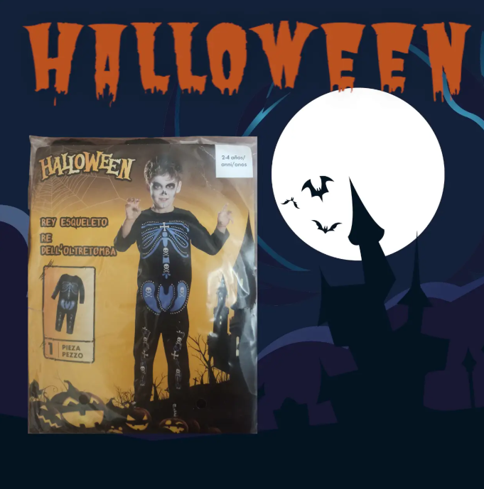 Костюм на Хэллоуин для мальчика Король Скелетов 1-2 года Черно-синий (325945) - фото 4