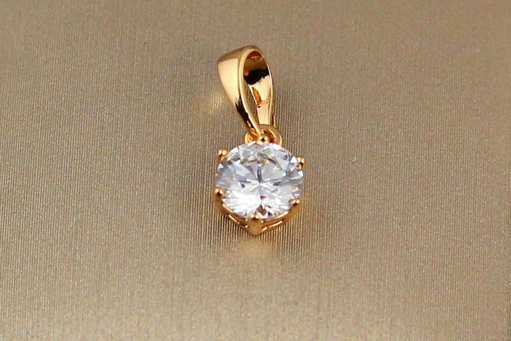 Кулон Xuping Jewelry с белым камнем 6 мм Золотистый