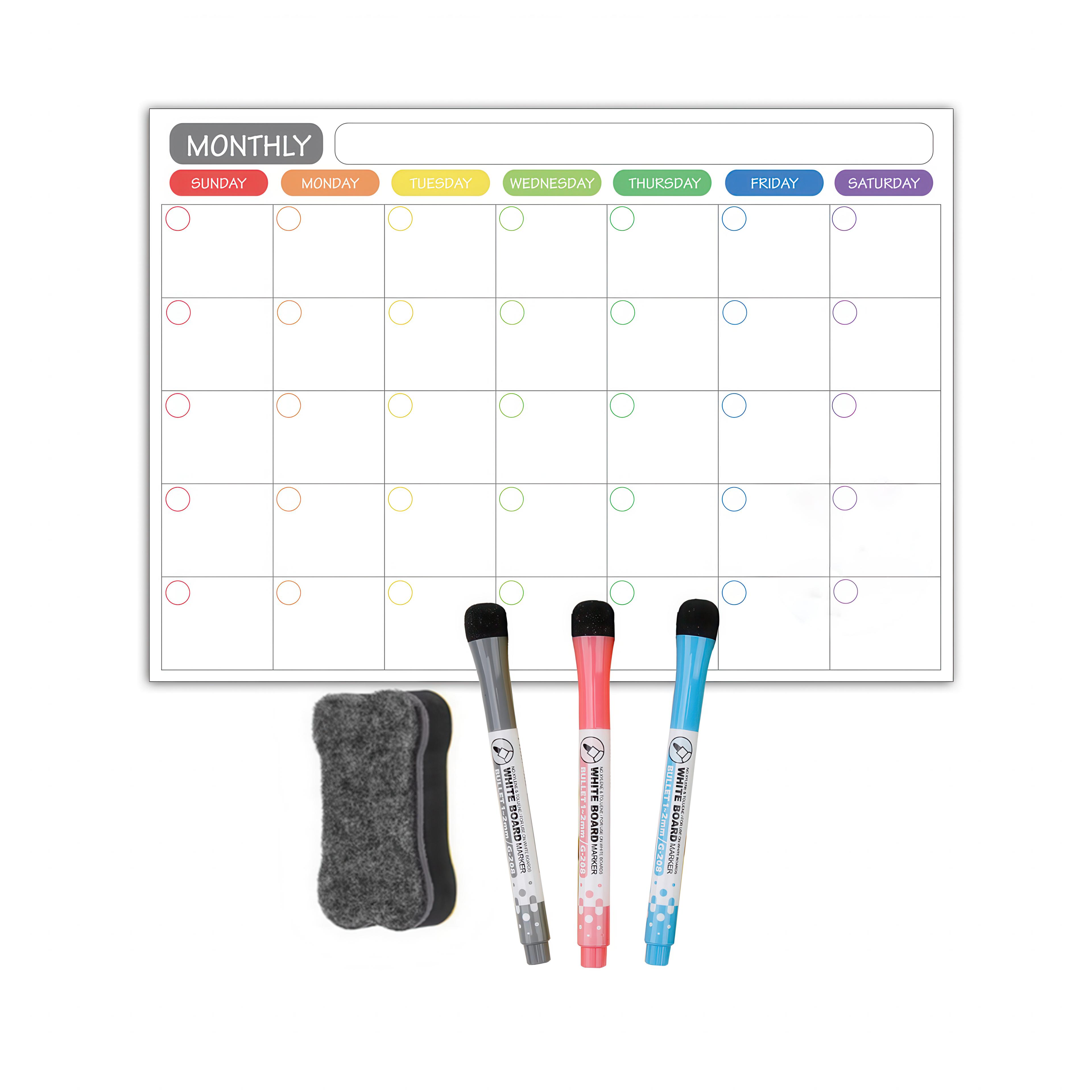 Планер-органайзер магнитный с маркерами и ластиком для ежемесячного планирования - фото 1