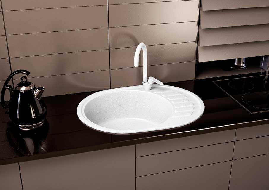 Мойка для кухни Stella Alpina гранитная с краном Белый - фото 2