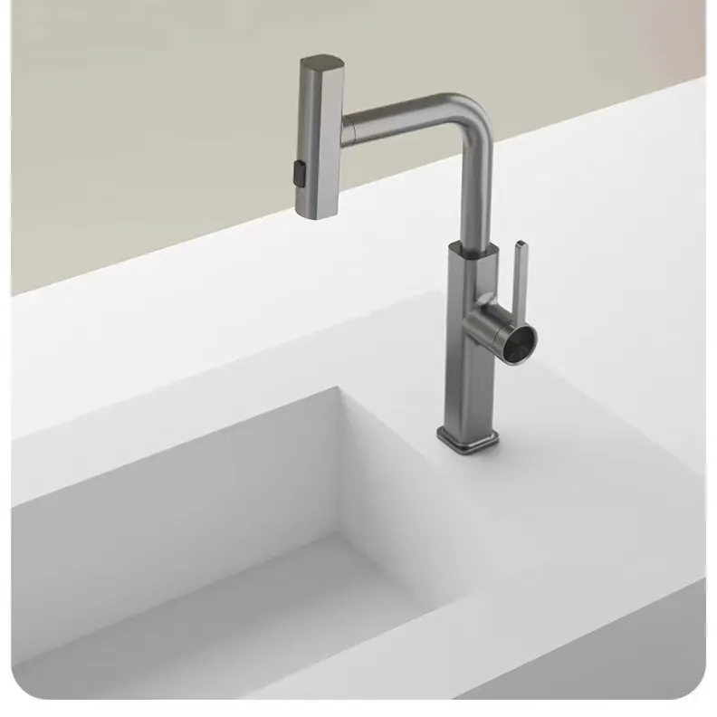 Змішувач для кухні MIXXUS MOZ-014 з висувною лійкою нержавіюча сталь 4 режими (MI6339) - фото 4