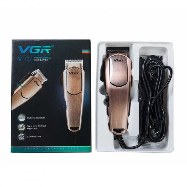 Машина для стрижки проводная VGR V-131 Pro 4 сменные насадки Коричневый (491204267) - фото 14