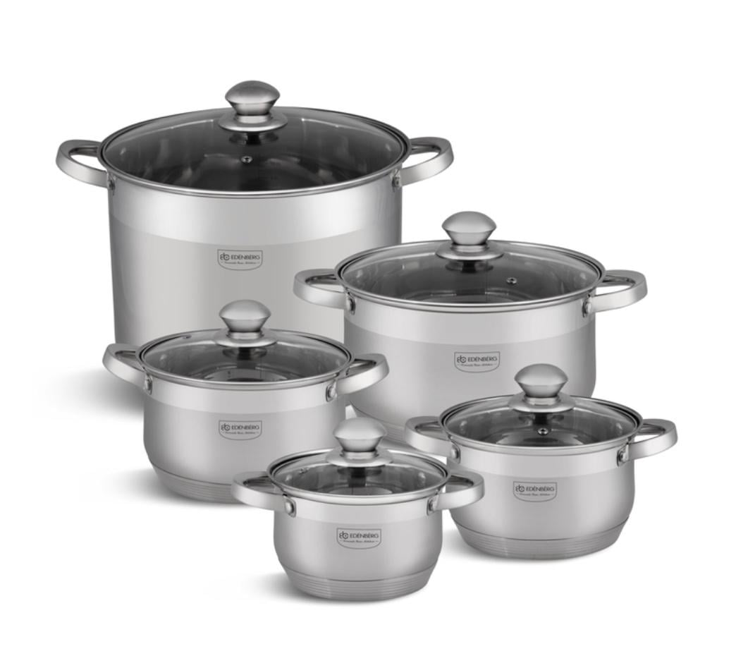 Набір каструль Edenberg EB-4019 з нержавіючої сталі 10 предметів (EB-4019) - фото 2 Набір каструль Edenberg EB-4019 з нержавіючої сталі 10 предметів (EB-4019) - фото 2