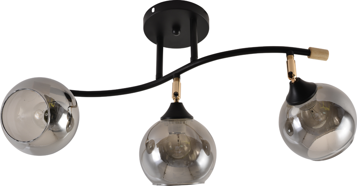 Люстра потолочная Light House SRS-20717/3 плафон серый глянцевый Черный/Золотой/Дерево