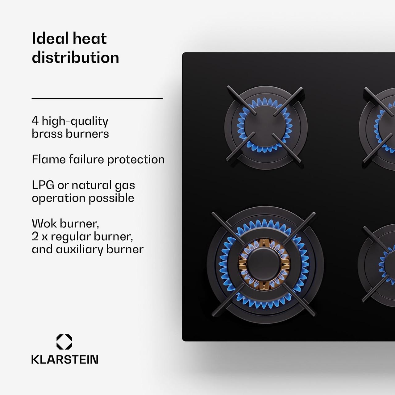 Плита газова варильна KLARSTEIN Goldflame 4 4 конфорки Чорний (10045625) - фото 9