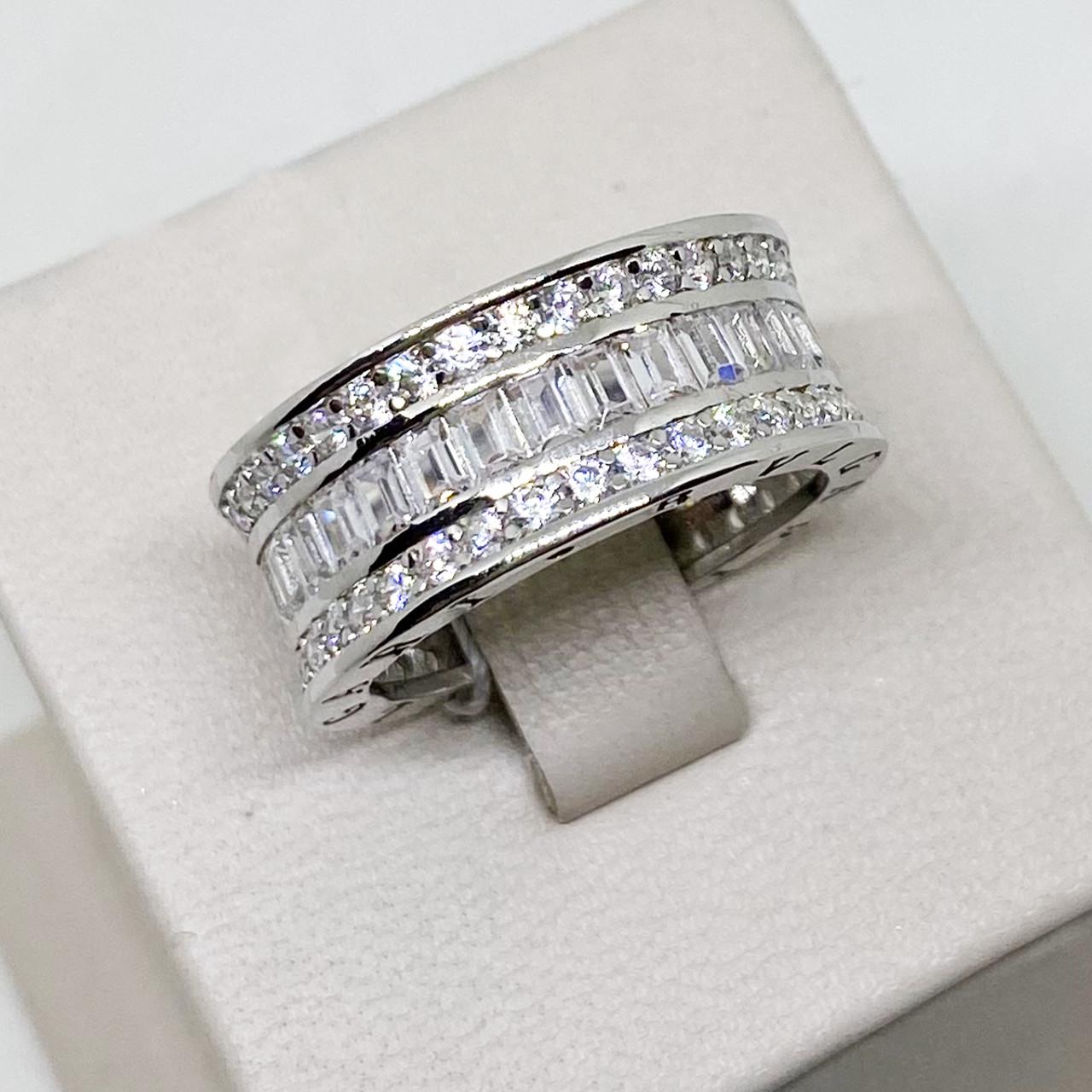 Кольцо серебряное Булгари с кубическим цирконием р. 18,5 7,54 г (1815283084)