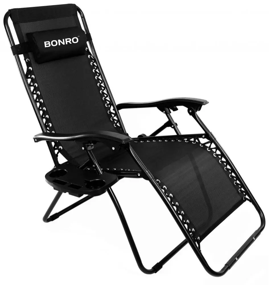Шезлонг раскладной Bonro СПА-167A с металлическим каркасом до 120 кг Черный (132-76-70000021)