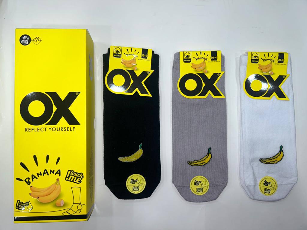 Носки OX 00632x18 Banana женские р. 36-41 Черно-серый/Белый