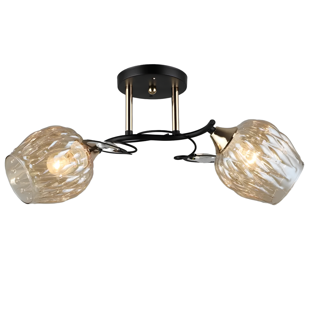Люстра Svet с двумя стеклянными плафонами под лампы Е27 Медно-черный (SR-N5011/2 BK+FGD)