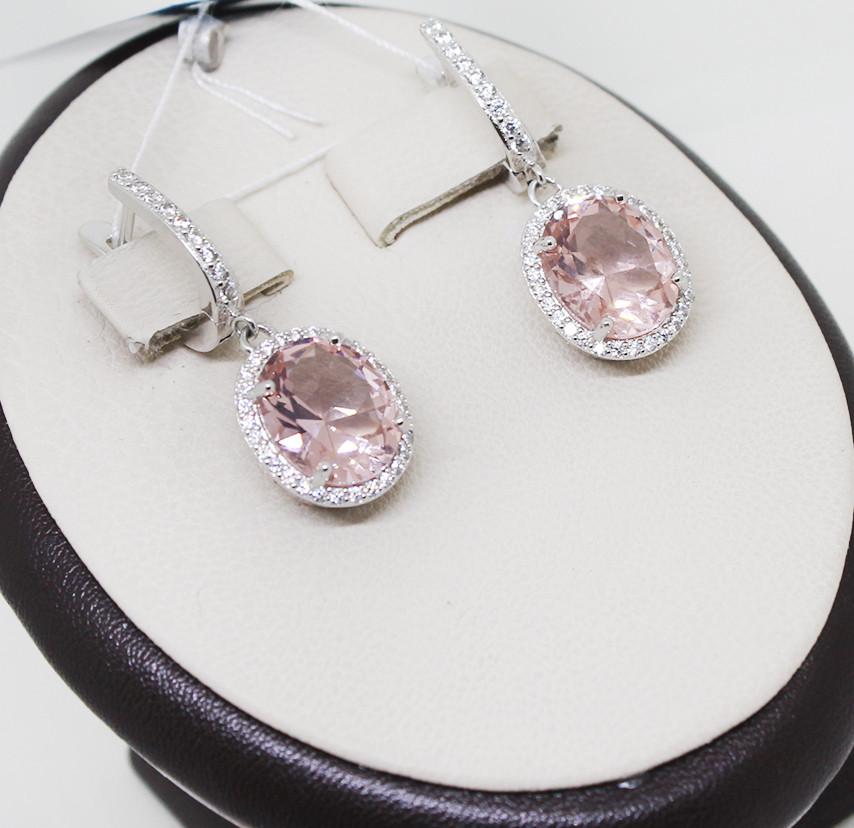 Серьги серебряные с морганитом 7,65 г (1242719261)