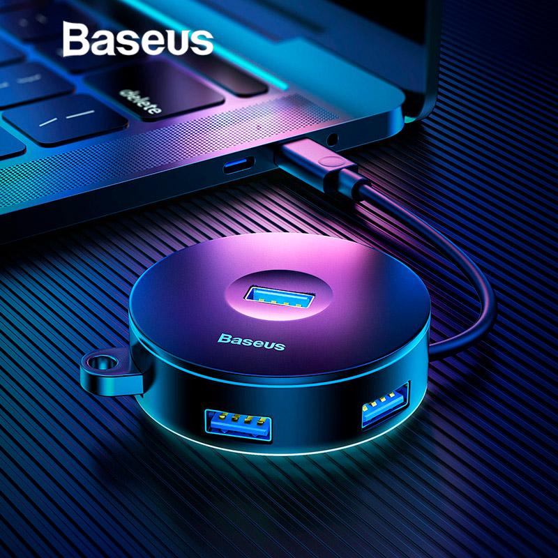 Хаб Baseus Round Box 4-Port USB-C 0,1 м Black (CAHUB-G01) - фото 11