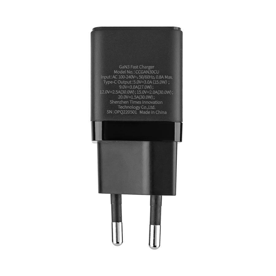 Зарядний пристрій BASEUS GAN3 Fast Charger 1C 30W EU Black (CCGN010101) - фото 4 Зарядний пристрій BASEUS GAN3 Fast Charger 1C 30W EU Black (CCGN010101) - фото 4