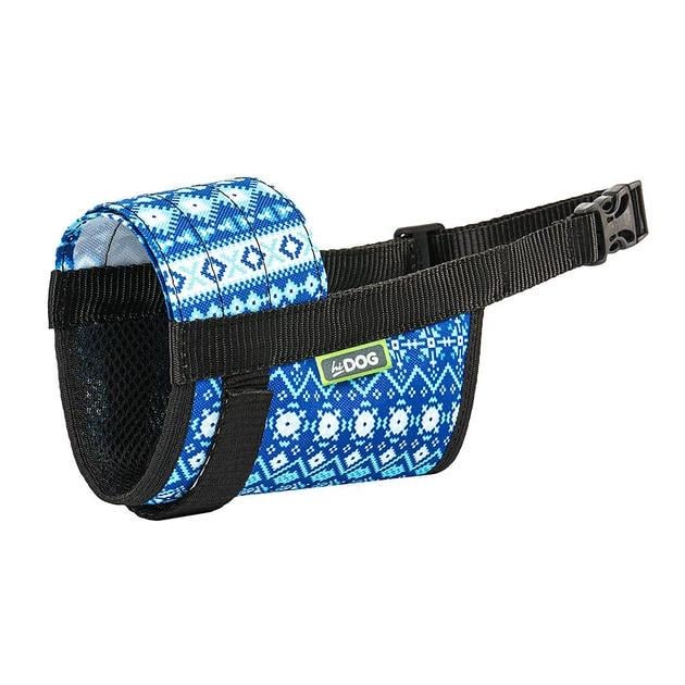 Намордник ТМ HiDog Вышиванка из нейлона регулируемый M 19-26 см Синий