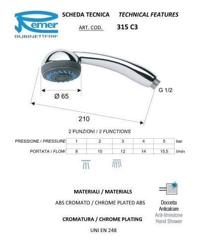Душ ручной Remer 315C3 - фото 2