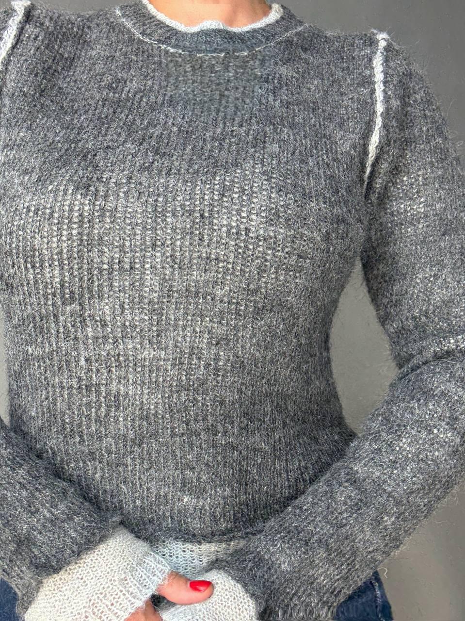 Светр жіночий A-N 8096 двошаровий в'язаний павутинка OS Сірий (5412) - фото 3 Светр жіночий A-N 8096 двошаровий в'язаний павутинка OS Сірий (5412) - фото 3